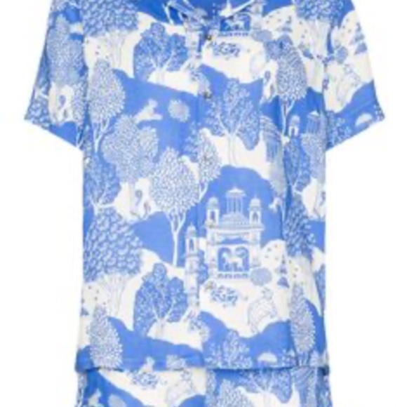 Desmond & Dempsey Other - Desmond & Dempsey Blue Print Short Sleeve Pajama Top
